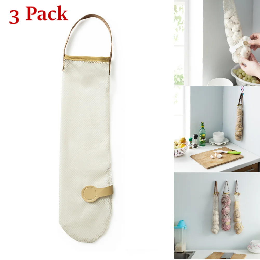 

3 Pack Onion Garlic Hanging Organizer Holder Storage Kitchen Wall Bags Net