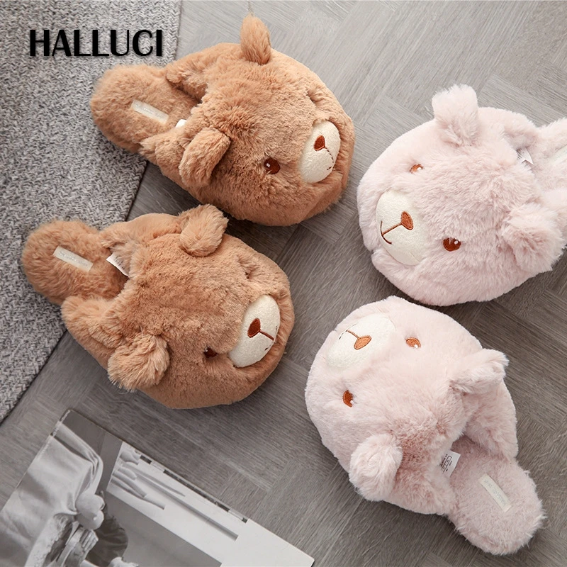 Новинка японские домашние тапочки kawaii bear женские парные Нескользящие сланцы