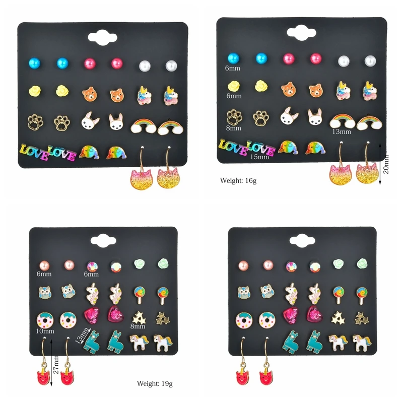 Корейские модные эмалированные серьги гвоздики MissCyCy в форме радуги единорога