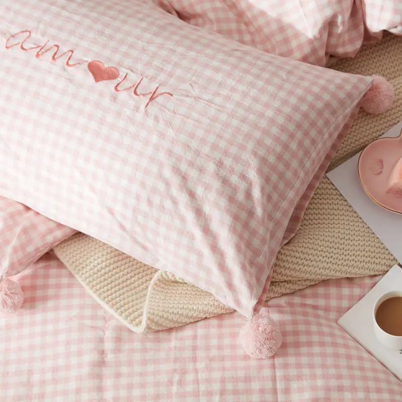 

2 Pieces 48x74cm 100% Cotton Pillowcase Super Soft Decorative Pillow Case for Livingroom Bed Simple Plaid Throw Pillow Cover