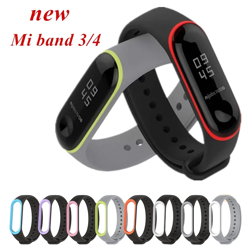 Mi Band 4 3 силиконовый браслет для xiaomi mi band чистый двойной цвет сменный ремешок