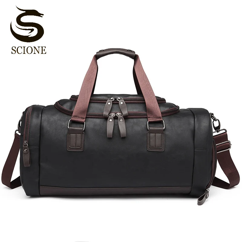 Men Dry And Wet Separation Fitness bags Male Large Capacity Travel Duffle Fashion PU Leather Handbag Casual Shoulder Bags XA14M