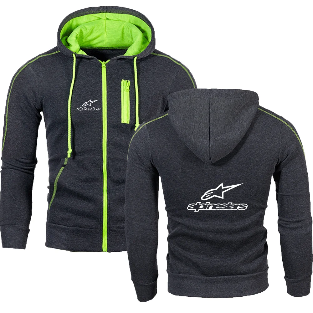 

2021 Spring and Autumn New Men's ALPINESTARS Long Sleeve Logo Tide Brand Printed Sweatshirt Pocket Zipper Shirt Men's Hoodie