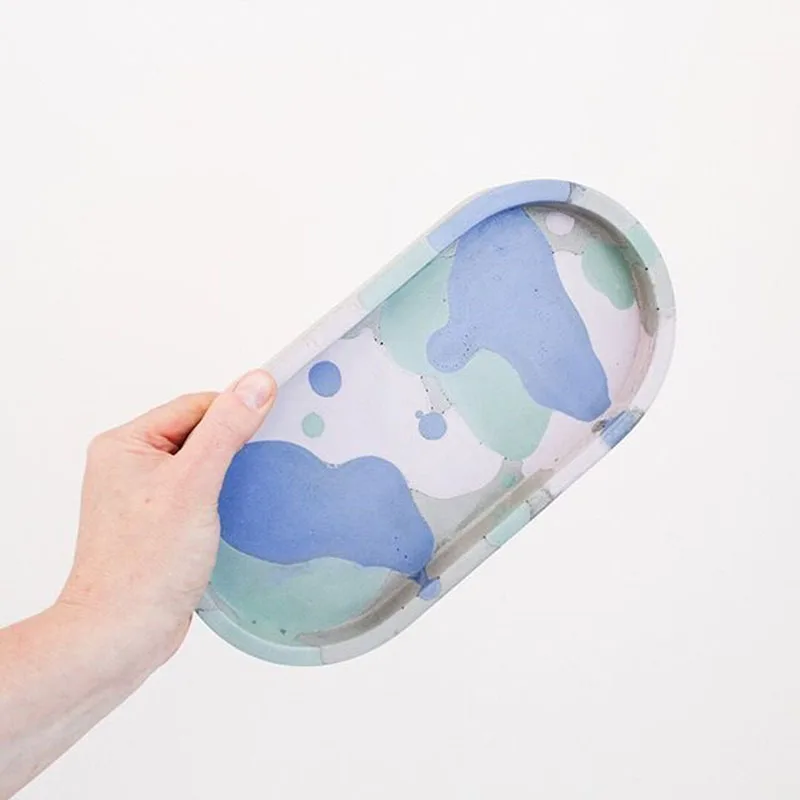 Овальные формы для цементных тарелок силиконовые подстаканников лоток ключей