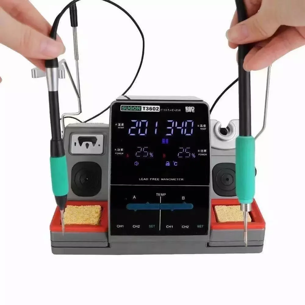 sugon t3602 2 in 1 soldering station with 2 soldering tips for mobile phone repair coming soon welding machine free global shipping