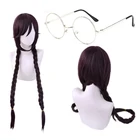 Danganronpa Токо Fukawa Токо парик для косплея данганронпа Уганда темно-фиолетовый длинные косички, устойчивые к воздействию тепла синтетические парики для волос + парик Кепки + очки
