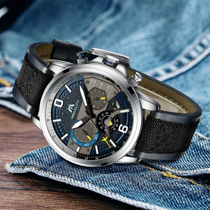Relojes Para Hombre MEGALITH 2019 мужские часы многофункциональные кварцевые наручные