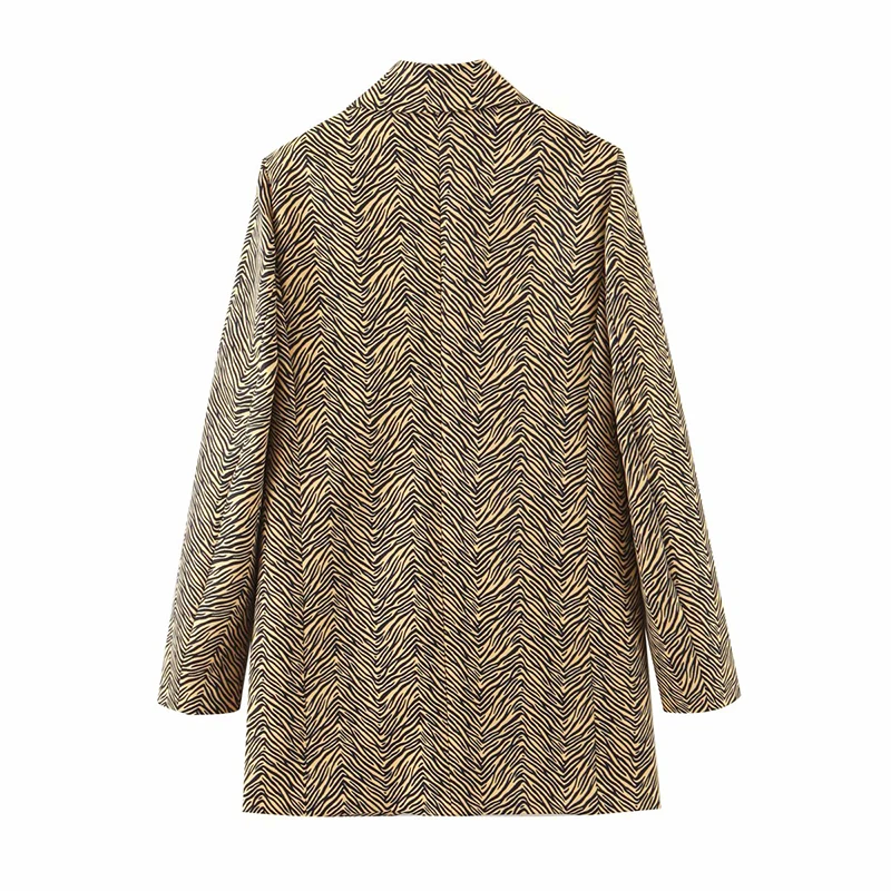 Женское офисное пальто с принтом животных винтажный свободный костюм длинным