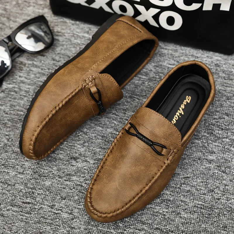 

Love Driving Shoes Men's 2021 Summer New Casual Lazy Leather Shoes Soft Bottom Breathable Fashion British Moccasin Shoes