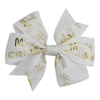 new 2pcs christmas hair clip bowknot grosgrain ribbon hair bows for children holiday hair accessories
