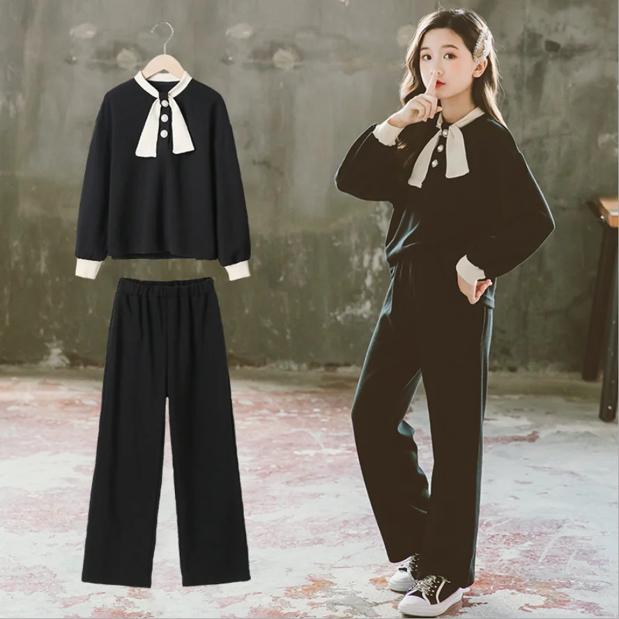 

2021 Spring New Female Middle Long-Sleeved Temperament Fashion Suit Wide-Leg Pants Female Student Outer Wear Two-Piece Suit