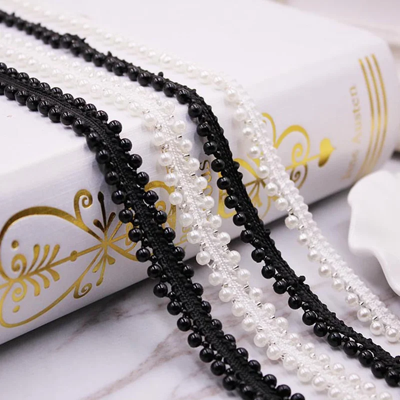 1 ярдов/партия жемчужным бисером кружевной лентой африканская кружевная ткань из