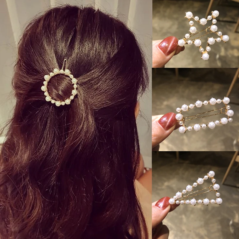 

Ruoshui Woman Geometric Irregular Pearl Hairpins Girls Hair Accessories Delicate Hair Grip Ladies Barrettes Hair Clip Headwear