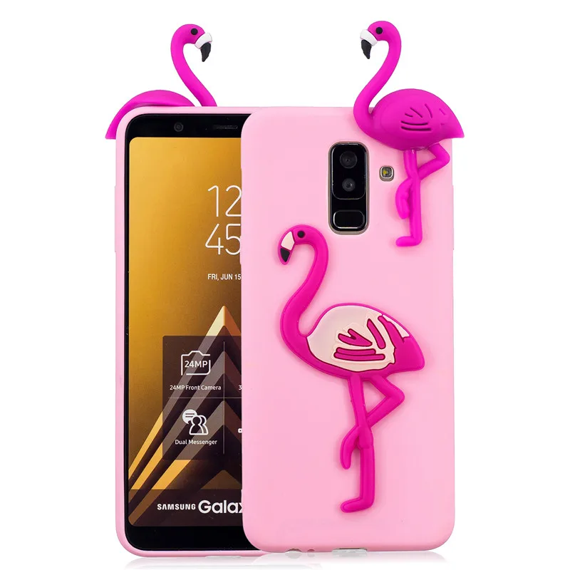 3D единорога панда кактус мягкий чехол для samsung A10 A20 A20E A30 A40 A50 A70 A10S A20S A30S A50S A51 A71 A6 A8 J4 J6 плюс A7 - Цвет: Flamingo