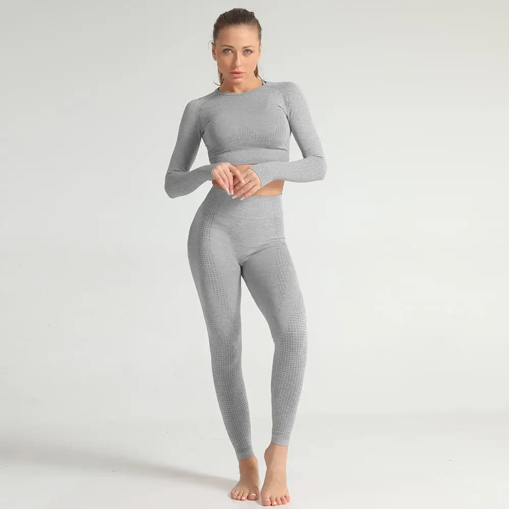 Бесшовный комплект леггинсов для йоги женский спортивный костюм одежда