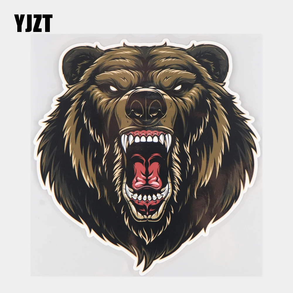 

YJZT 16.6×17.4CM Brutal Roaring Brown Bear Decoration Scratch Occlusion Cartoon Car Stickers 21A-0504