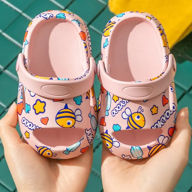 

Children's Hole Shoes Summer Cute Cartoon Little Bee Print Boys and Girls Beach Shoes Breathable Toddler Girl Shoes Slippers