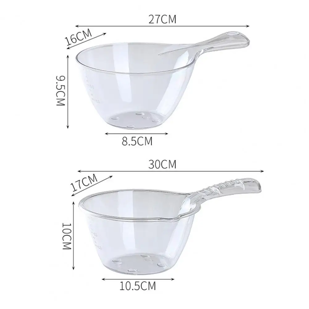 

New Water Scoops Thickened Large Capacity Plastic Kitchen Transparent Water Ladle Camping Garden Bath Scoop With Hanging Hole