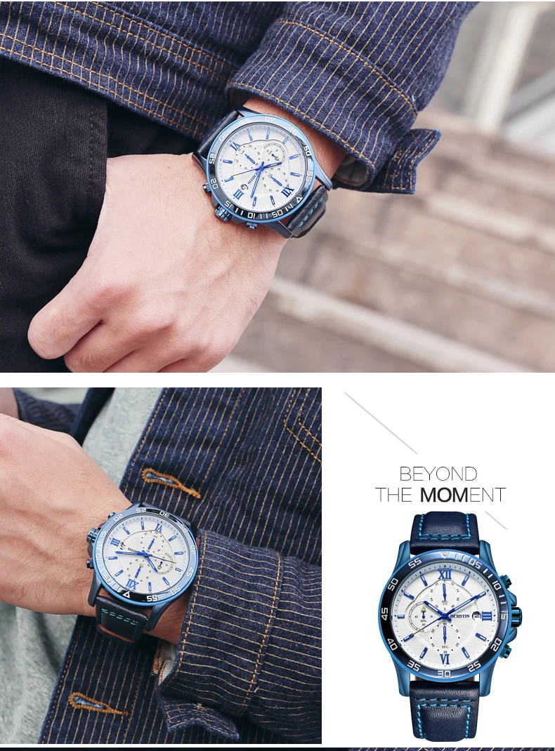 reloj hombre OCHSTIN Rose Gold Luxury watch Automatic Calendar business men watch in Casual sport leather band quartz watch men