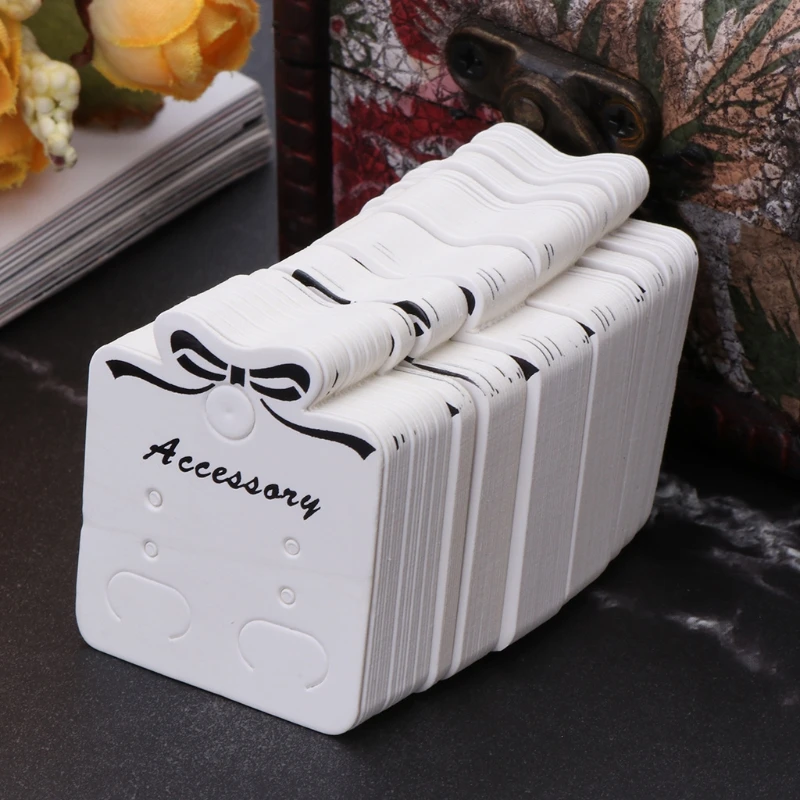 

100Pcs Jewelry Display Card Earrings Ear Studs Packing Hang Tag Rectangle Holder