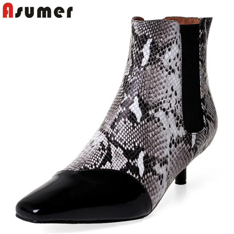 ASUMER/Новое поступление 2020 года Ботильоны из натуральной кожи Женские ботинки со