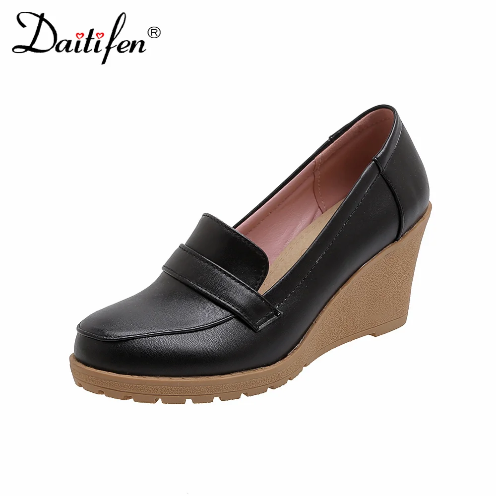 

Daitifen Spring Autumn Shoes Round Toe Comfortable Women Wedges Pumps Fashion Single Shoes Women's Concise Office Lady Shoes