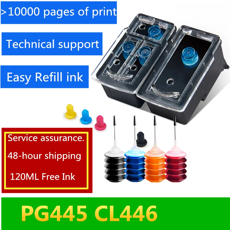 PG-445XL PG 445 PG445 CL446 PG-445 CL-446 перезаправляемый картридж совместимый для Canon Pixma IP2840 MX494 MG2440 MG2540 MG2940