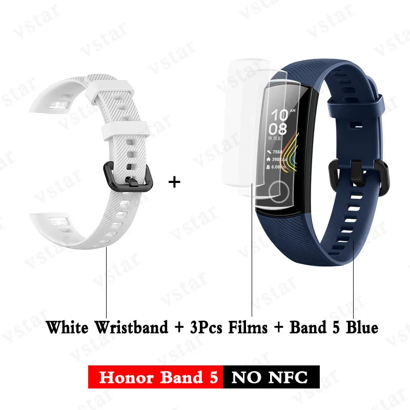 band5 blue add white Huawei Honor band 5 smartband AMOLED huawei smartwatch кровяное кислородное сердце rage ftness трекер сна swiming sport trakcer gps - Цвет: band5 blue add white