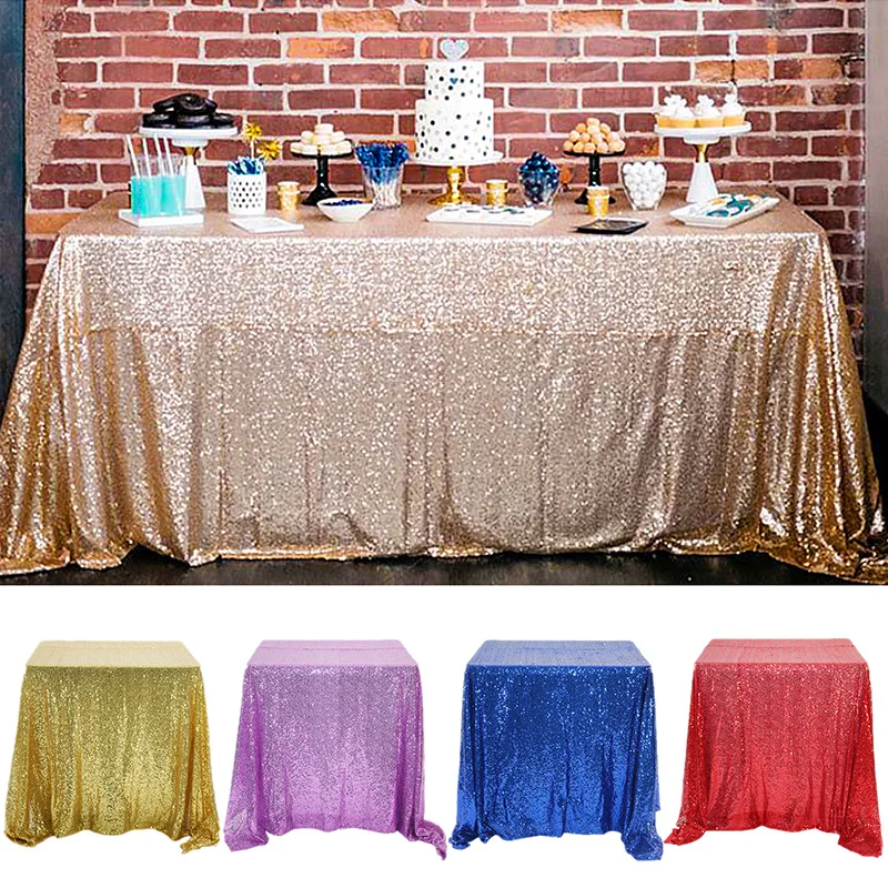 Rectangular Table Cover Glitter Sequin Table Cloth Rose Gold / Silver Tablecloth for Wedding Party Home Decor Multi-Color/Sizes