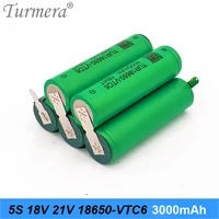tur18650vtc6 30a 18650 pack battery 5s 18v 21v 3000mah vtc6 battery pack for screwdriver batteries or air drone use customize