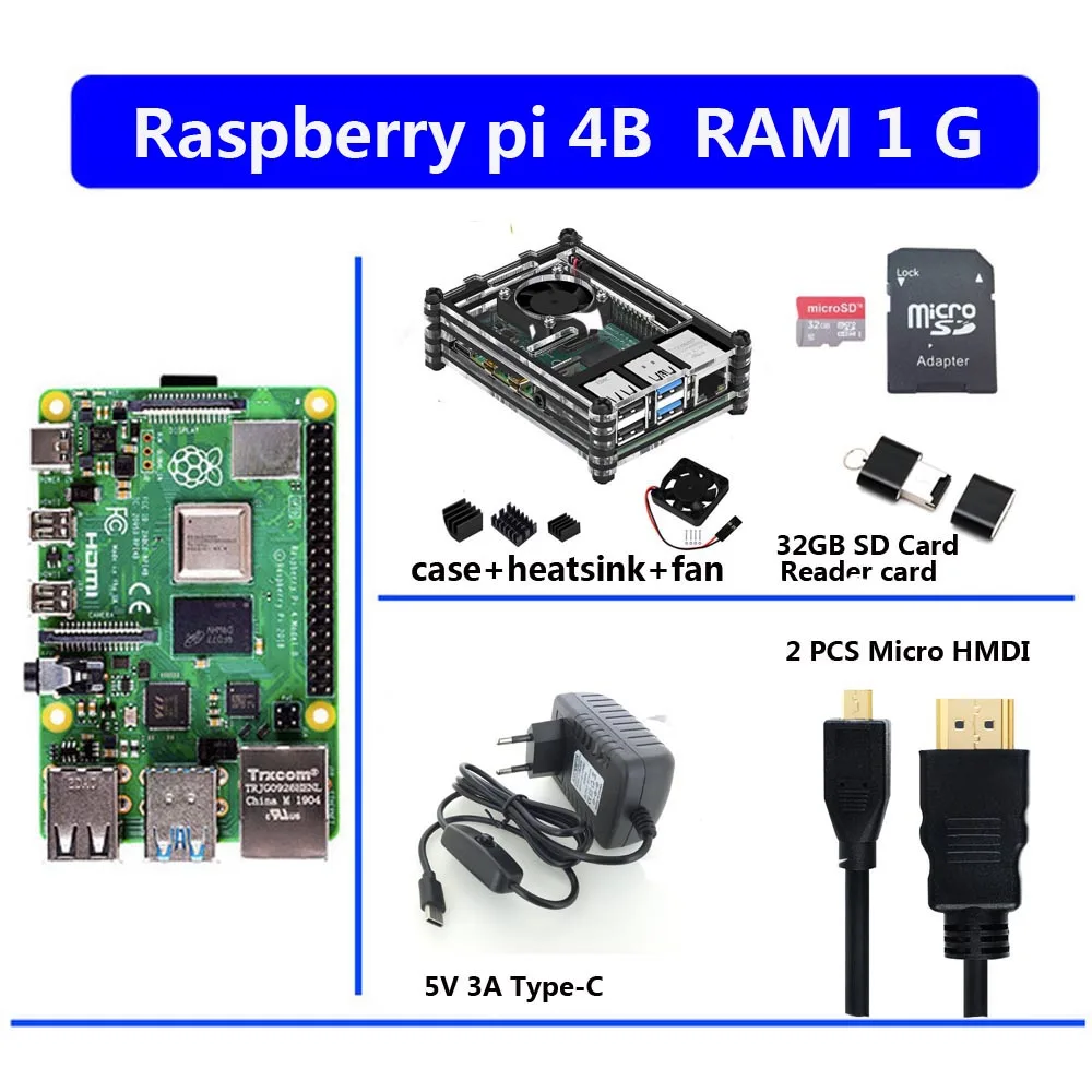Официальный Raspberry Pi 4 Модель B макетная плата комплект ОЗУ 1 г/2 г/4 г 4 ядерный процессор 1,5 ГГц 3 Спидера, чем Pi 3B - Цвет: Серый