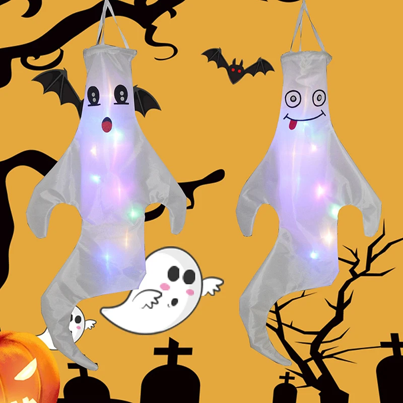 

Halloween Ghost Windsock LED Light Hanging Spooky Ghost FlagProps Decorations
