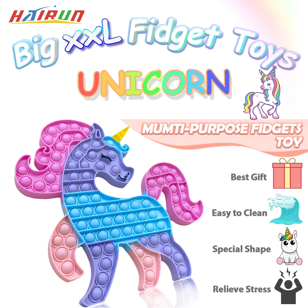 Fidget Toys Pop Big XXL Lucky Unicorn Antistress Toys For Children Kawaii Children's Large Size Fingertip Christmas Gift