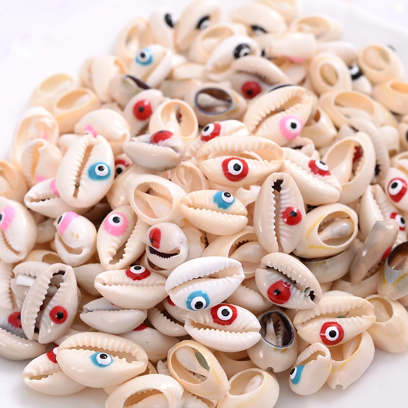 

Cute Cartoon Eye Pattern Printing Shell Beads 10-40Pcs 5 Colors Loose Spacer Beads Jewelry Making Necklace Bracelet Accessories