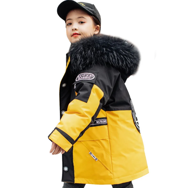 Chaqueta de plum&oacute;n de pato para ni&ntilde;o y ni&ntilde;a, abrigo grueso de invierno, Parka, traje de nieve, 5-14 a&ntilde;os-4