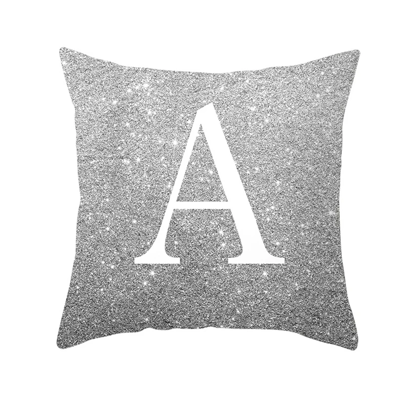 45x45cm Silver English Alphabet Throw Cushion Cover Sofa Car Home Decorative Health99 | Красота и здоровье