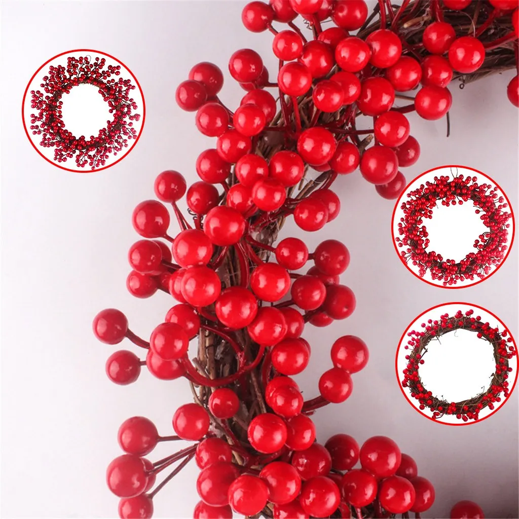 

30/35/40cm Christmas Wreath Artificial Pinecone Red Berry Garland Hanging Ornaments Front Door Decorations Christmas Tree Wreath
