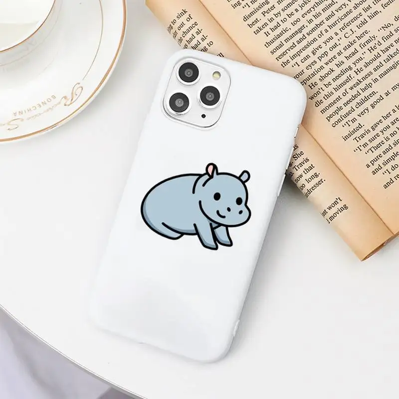 

Cartoon ippopotamo animale Phone Case Candy Color for iPhone 6 7 8 11 12 s mini pro X XS XR MAX Plus
