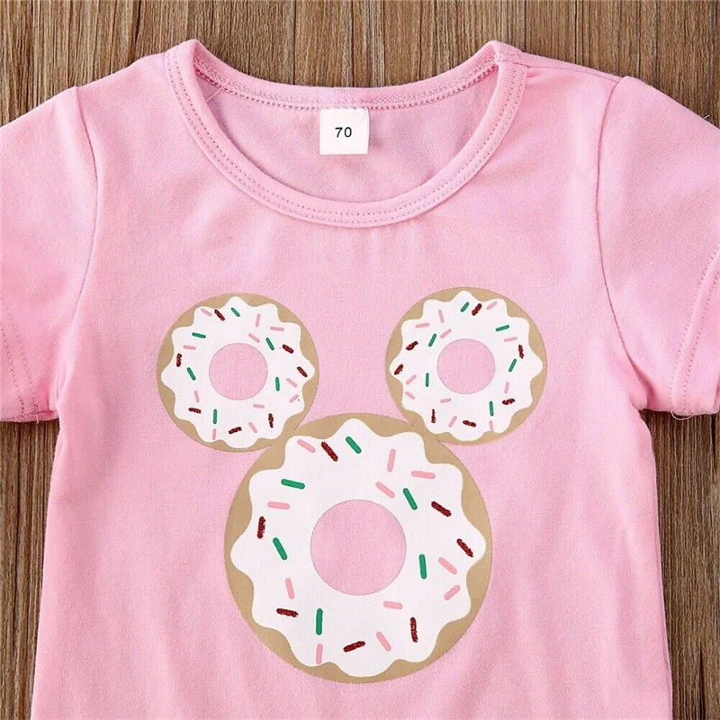 Одежда для маленьких девочек комплекты розовый комбинезон + юбка с принтом