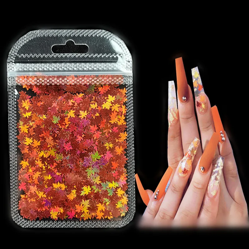 

Holographic Multicolor Sequins Chameleon Nail Art Glitter Flakes Butterfly Shape Design Laser Maple Leaf Decorations Manicure