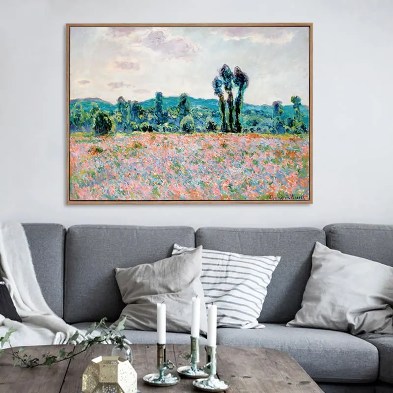 Современная живопись импрессионизма Monet природное Маковое поле пейзаж восхода