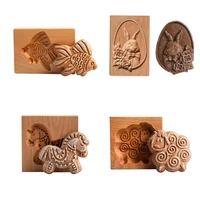 christmas wooden cookie mold flower pine cone shape carved press stamp for biscuit christmas decoration kitchen baking tool