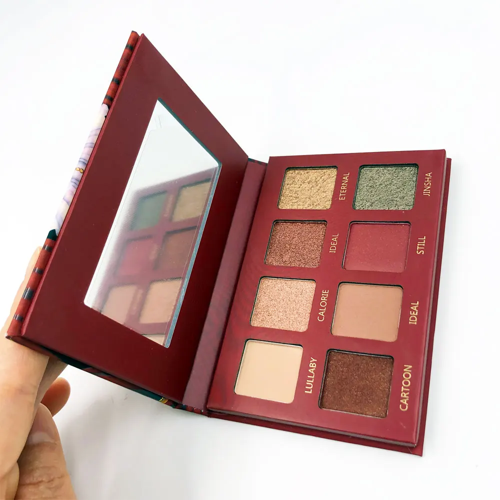 Палитра матовых мерцающих теней для век 8 цветов красный пигмент телесного цвета
