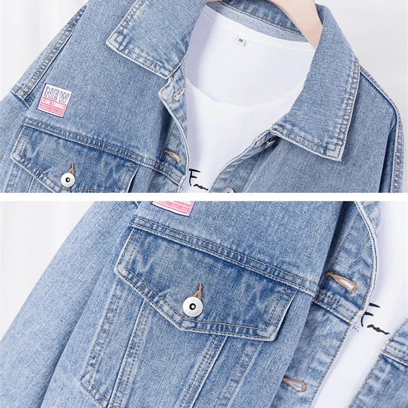 

2020 New Spring Autumn Denim Jacket Women Loose Jeans Jacket Fashion Overcoat Long Sleeve Coat Ladies Streetwear Plus Size 5XL