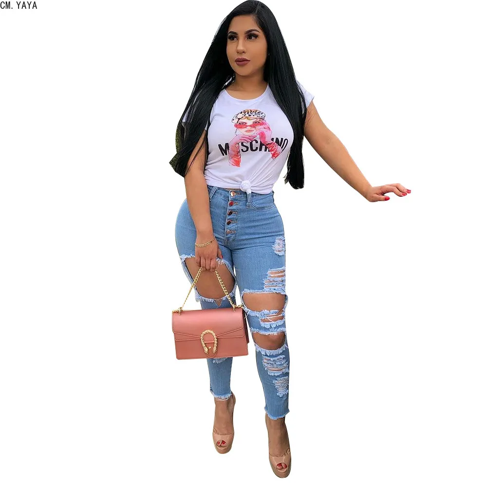 CMYAYA Женская летняя футболка с круглым вырезом и рисунком персонажа короткий