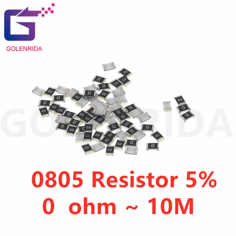 100 шт. 0805 SMD 1/8 Вт 5% чиповый резистор 0R ~ 10M 0 10R 100R 220R 330R 470R 1K 4 7 K 10K 47K 100K 10 330 470