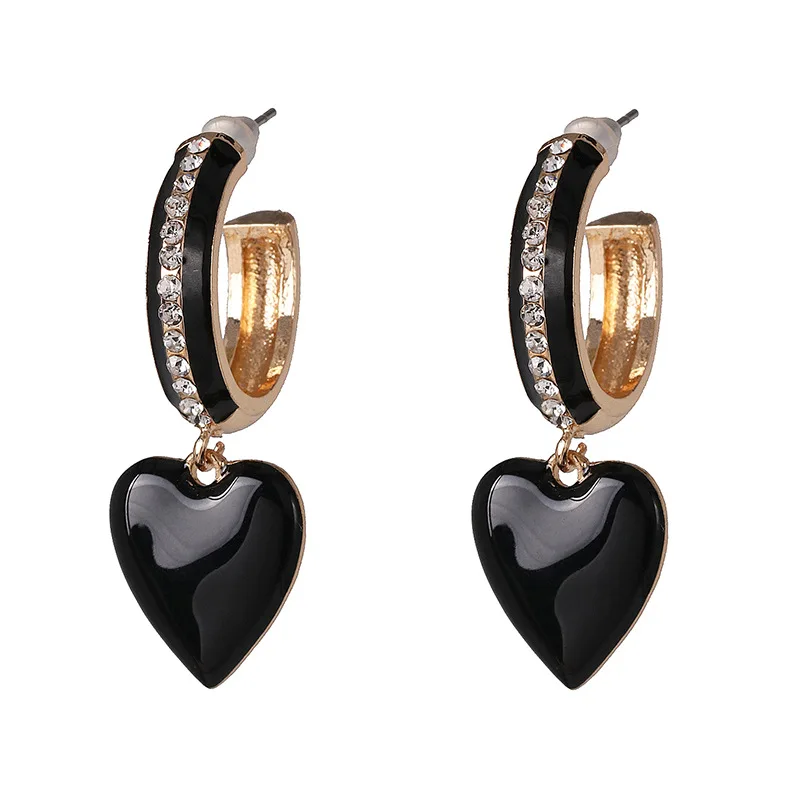 2019 Новый дизайн женские розовые зеленые эмалированные Серьги-клипсы с сердечком