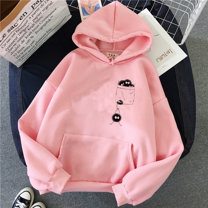 Totoro Studio Ghibli Kawaii толстовки Harajuku Забавный аниме для женщин мультфильм толстовка Ullzang 90s мода толстовка Графический Женский милый - Цвет: 2