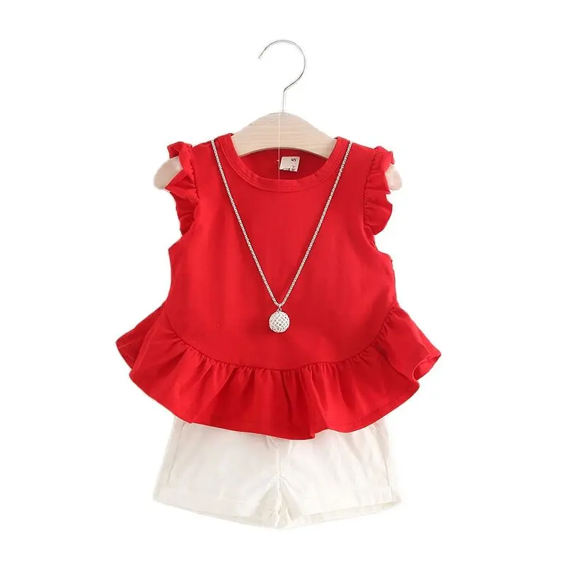 Летний спортивный костюм для девочек BibiCola корейский комплект из двух предметов: