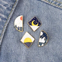 pins metal landscape day night brooch alloy pines enamel pin woman clothes brooches for women badges backpack badge gifts